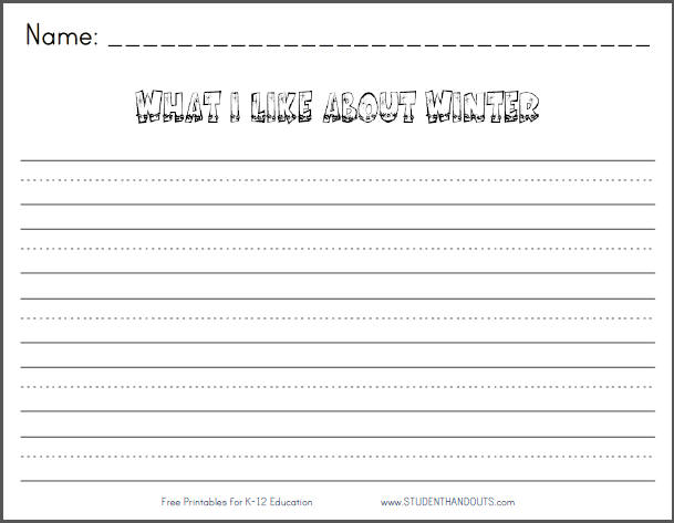 what i like about winter k 2 writing prompt student handouts