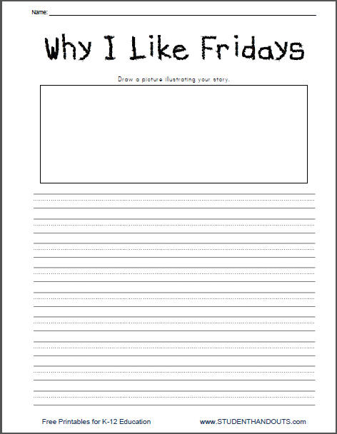 Why I Like Fridays - Lined Writing Prompt | Student Handouts