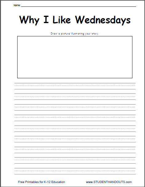 Why I Like Wednesday - Free Lined Writing Prompt Printable