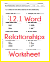 12.1 Word Relationships Worksheet