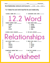 12.2 Word Relationships Worksheet