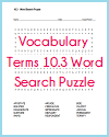 Vocabulary Terms 10.3 Word Search Puzzle