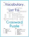 Vocabulary List 9.6 Crossword Puzzle