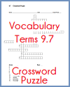 Vocabulary Terms 9.7 Crossword Puzzle