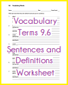 Vocabulary Terms 9.6 Sentences and Definitions Worksheet