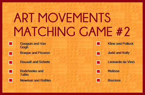 Art Movements Matching Game II