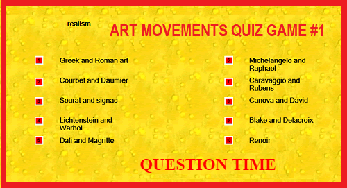 Art Movements Question Time Matching Quiz Game I