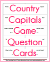 Country Capitals Game Question Cards
