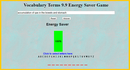 Vocabulary Terms 9.9 Energy Saver Game