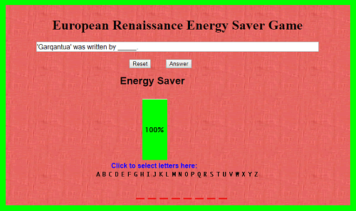 European Renaissance Energy Saver Game for High School World History