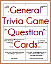 General Trivia Game Question Cards