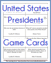 United States Presidents Game Cards