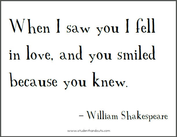 Shakespeare When I Saw You Quote Student Handouts