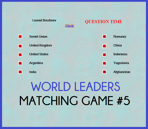 World Leaders Question Time Matching Game V