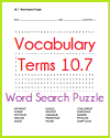 Vocabulary Terms 10.7 Word Search Puzzle