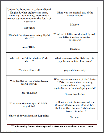 Social Studies Board Games