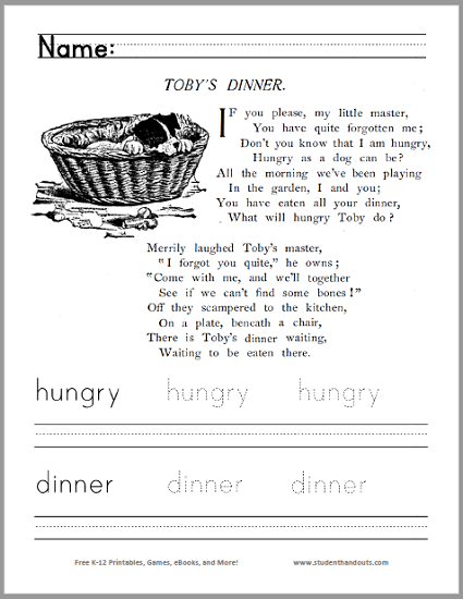 Complete the poem I Played a Game worksheet