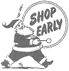 Santa beating the drum, reminding Christmas shoppers to shop early. JPG PNG SVG
