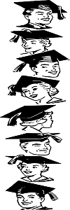 vertical column of the heads of graduating seniors in their graduation caps