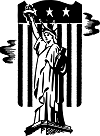 Statue of Liberty with U.S. flag