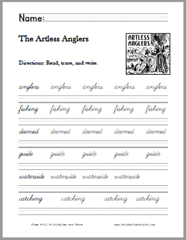 The Artless Anglers Poem Worksheets - Free to print (PDF files).