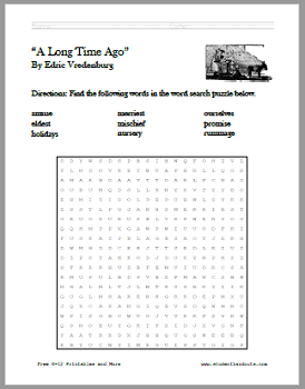 A Long Time Ago - Free printable short story with worksheets for kids (PDF files).