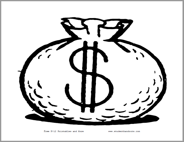 Money Bag Printable Sign - Classroom sign is free to print (PDF file).