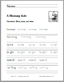 A Morning Ride Poem Worksheets - Free to print (PDF files). Grades two through five.