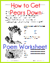 How to Get Pears Down Poem Worksheet