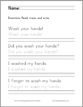 Wash Your Hands Worksheets for Kids - Free to print (PDF files).
