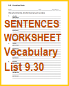 Vocabulary Terms 9.30 Sentences and Definitions Worksheet