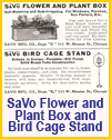 SaVo Flower and Plant Box and SaVo Bird Cage Stand 1920s Advertisement SaVo Flower and Plant Box and SaVo Bird Cage Stand 1920s Advertisement