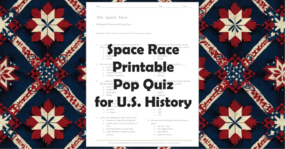 Space Race Printable Pop Quiz | Student Handouts
