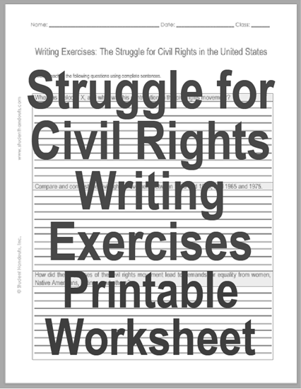 Struggle for Civil Rights Writing Exercises Handout - Free to print (PDF file).