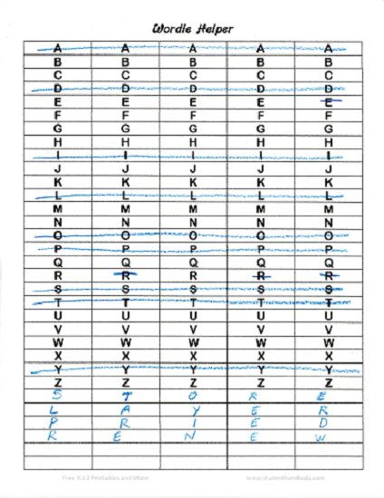 Wordle Helper - Cheat Sheet to Print for Free (PDF File)