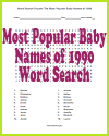 Most Popular Baby Names of 1990 Word Search Puzzle Most Popular Baby Names of 1990 Word Search Puzzle