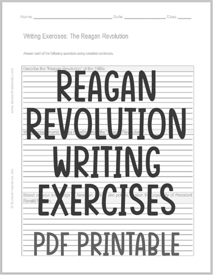 Reagan Revolution Writing Exercises - Free to print (PDF file). Includes sample answers.