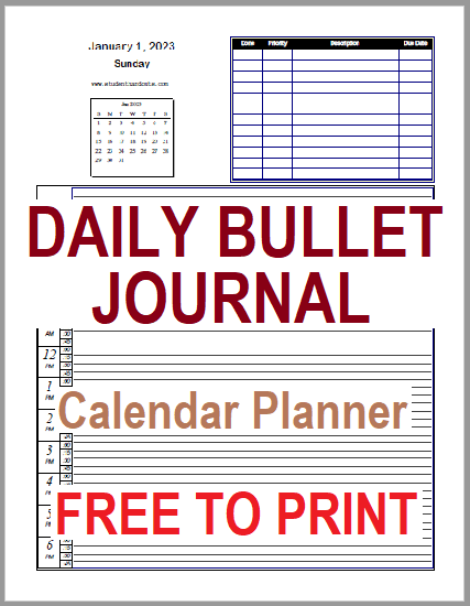 Daily Bullet-style Journal Planner- free to print.