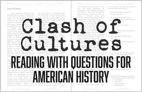 Clash of Cultures - Reading with questions is free to print (PDF file) for United States History classes.