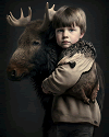 Boy with a bizarre animal