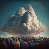 Crowd with a cloud