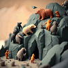 Animals on a mountain