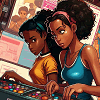 girls playing pinball