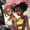 Girls playing video games  picture prompt