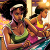 Girls playing arcade games