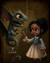 Little girl with a dragon