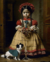 Historical girl with a dog