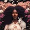 Woman with a white rabbit