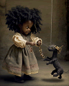 Little girl with a tiny dragon