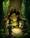 Children with a leprechaun